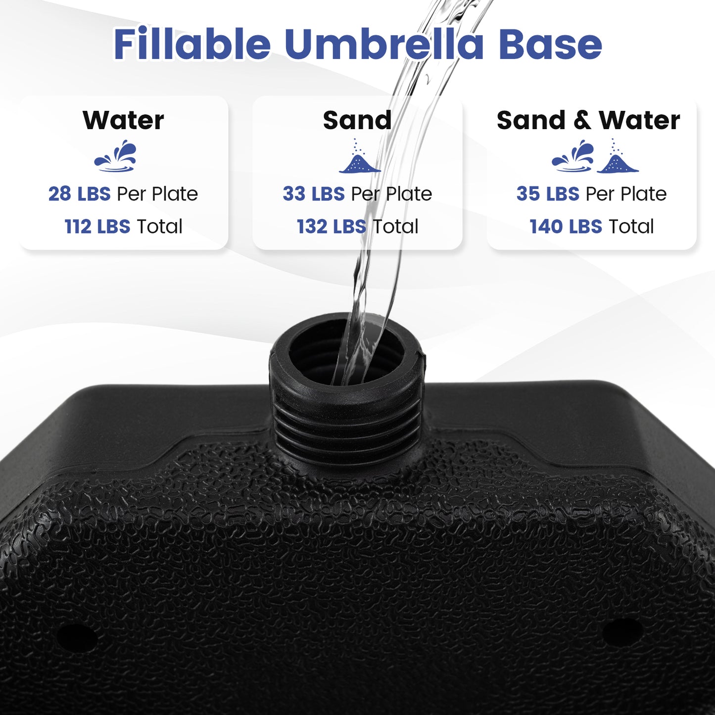 4-Piece Patio Market Umbrella Base 140 LBS Heavy-Duty with U-Locking Pins-Black