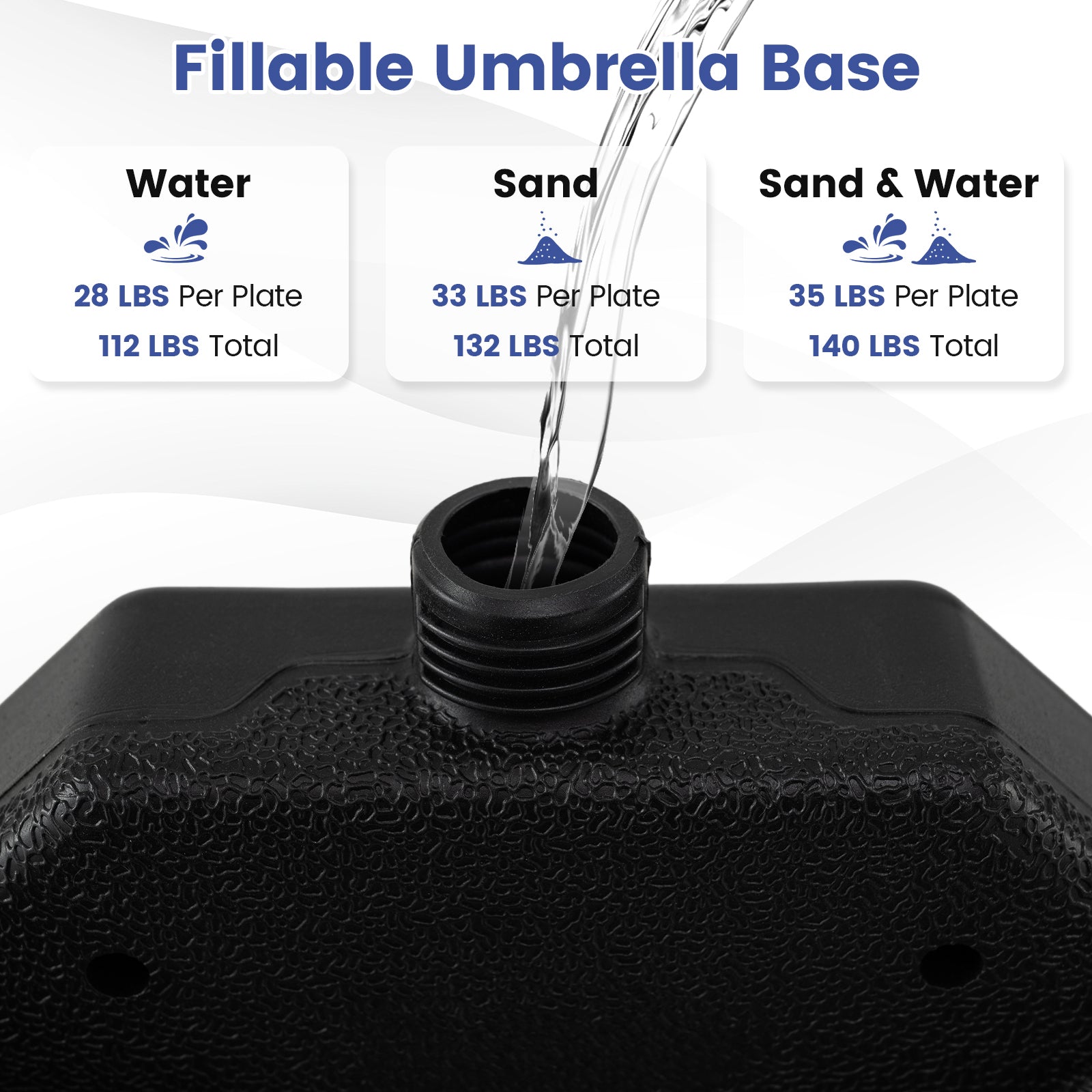 4-Piece Patio Market Umbrella Base 140 LBS Heavy-Duty with U-Locking Pins-Black
