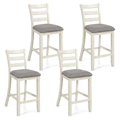 4 Pieces Counter Height Chairs with Fabric Seat and Rubber Wood Legs