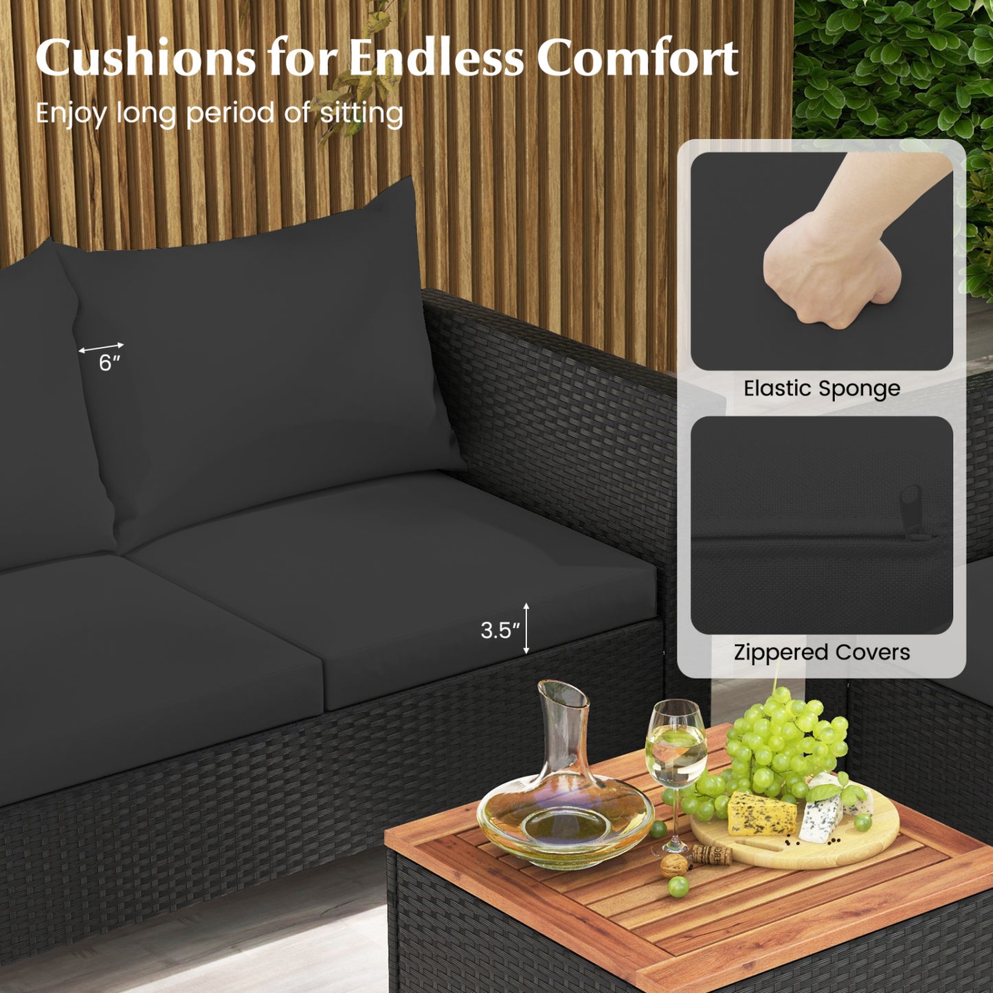 4-Piece Patio Conversation Set with Storage Coffee Table