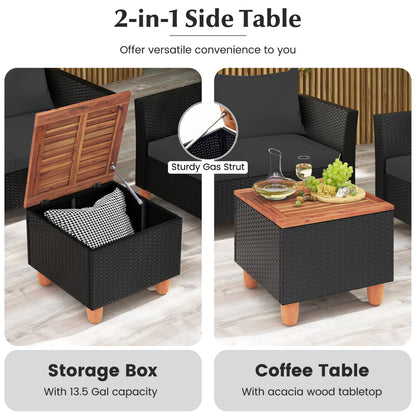 4-Piece Patio Conversation Set with Storage Coffee Table