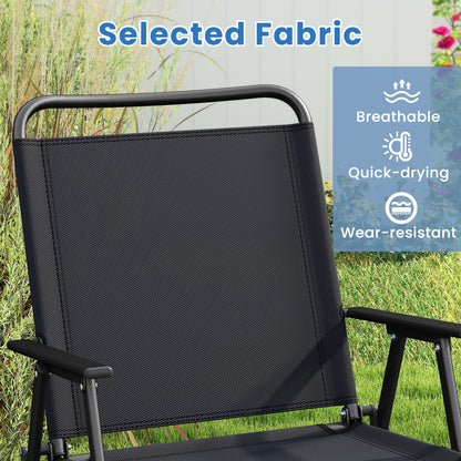 4 Pieces Patio Folding Furniture Set with SPC Coffee Table and Patio Chairs-Black