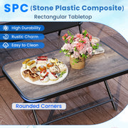 4 Pieces Patio Folding Furniture Set with SPC Coffee Table and Patio Chairs-Black