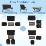4 Pieces Patio Folding Furniture Set with SPC Coffee Table and Patio Chairs-Black