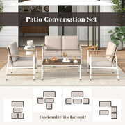 4 Pieces Patio Furniture Set with Thick Cushions and a Coffee Table-Gray