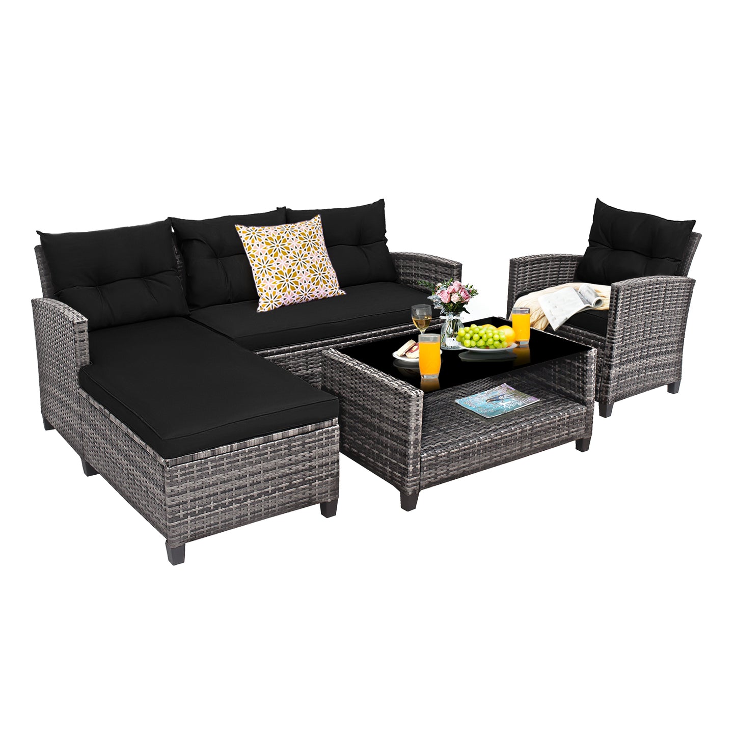 4 Pieces Patio Rattan