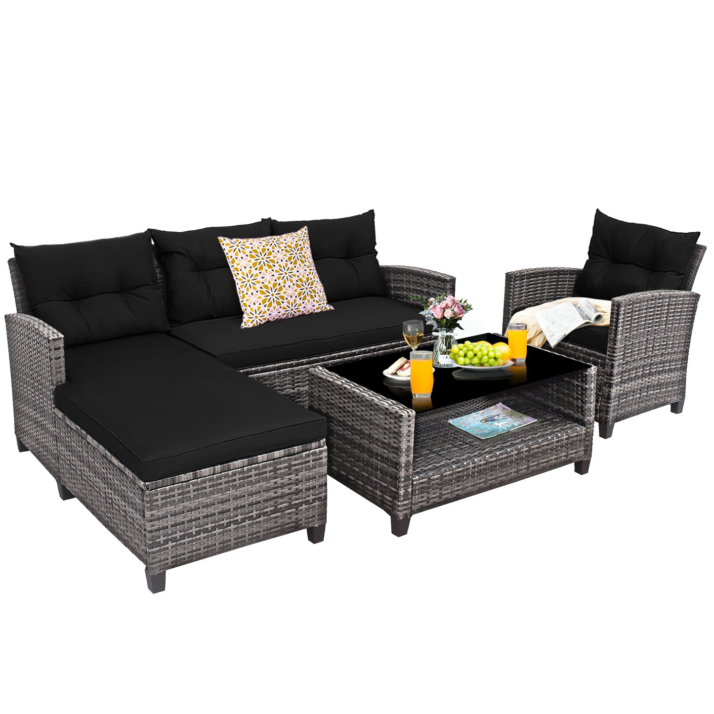 4 Pieces Patio Rattan