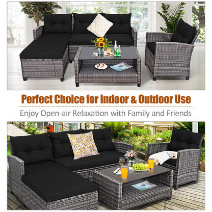 4 Pieces Patio Rattan