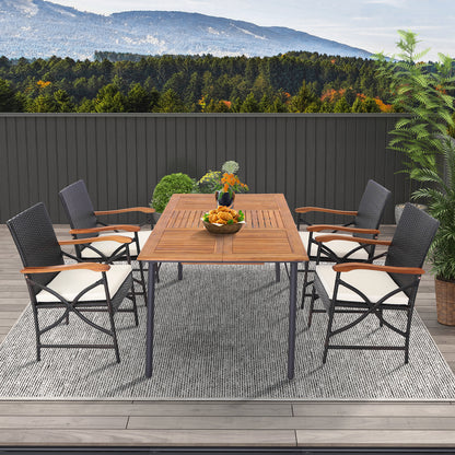 Set of 2/4 Patio Wicker Chairs with Soft Zippered Cushion-Set of 4