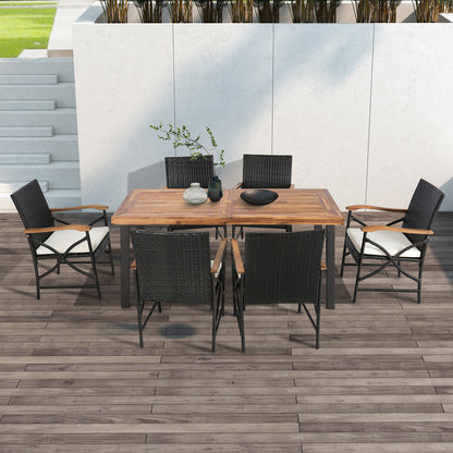 Set of 2/4 Patio Wicker Chairs with Soft Zippered Cushion-Set of 4