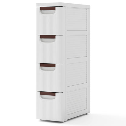3/4/5/6-Drawer Rolling Organizer Unit Narrow Storage Cabinet with Built-In Wheels for Small Space-4-Drawer