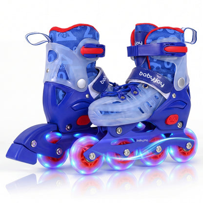 4-Size Adjustable Kids Inline Skates for Beginners Ages 5-7-Blue