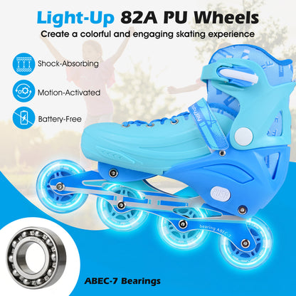 4-Size Adjustable Light-Up Inline Skates for Toddlers Ages 5-7
