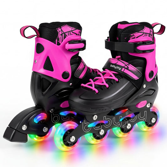 4-Size Adjustable Light-Up Inline Skates for Toddlers Ages 5-7