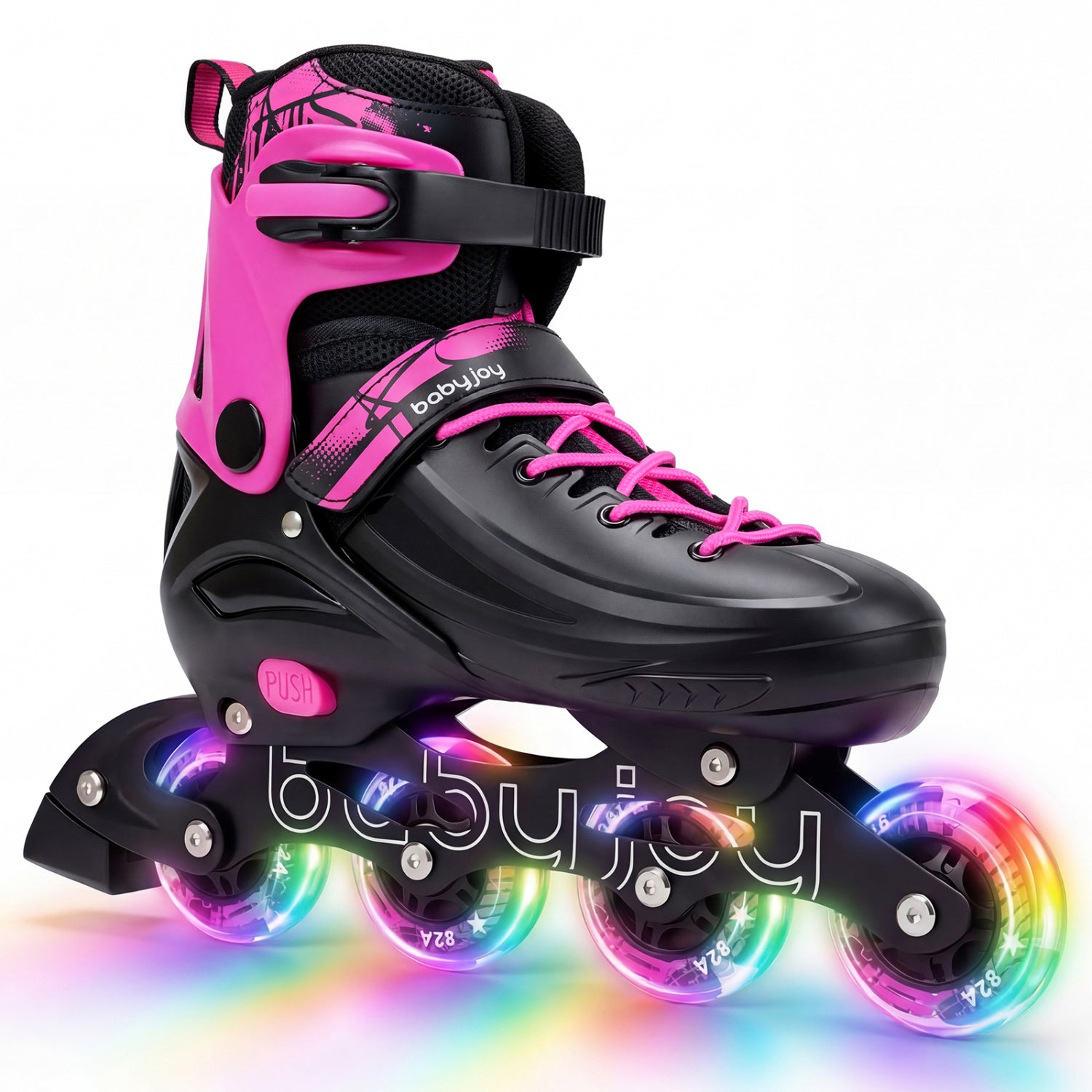4-Size Adjustable Light-Up Kids Inline Skates for Kids Ages 7-9