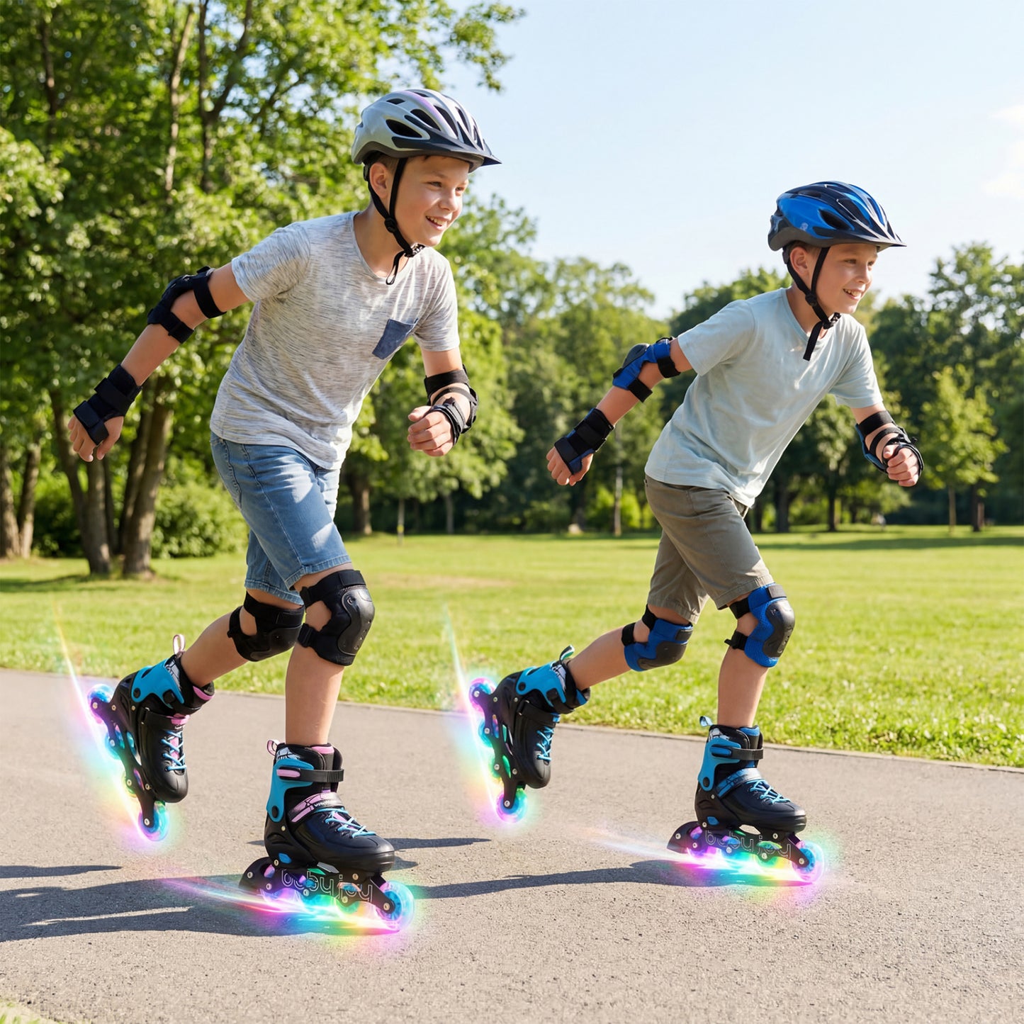 Adjustable Light-Up Kids Inline Skates Ages 9-14