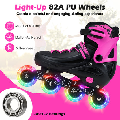 Adjustable Light-Up Kids Inline Skates Ages 9-14