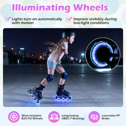 4 Sizes Adjustable Blade Roller with Light-up Wheels for Youth-Purple