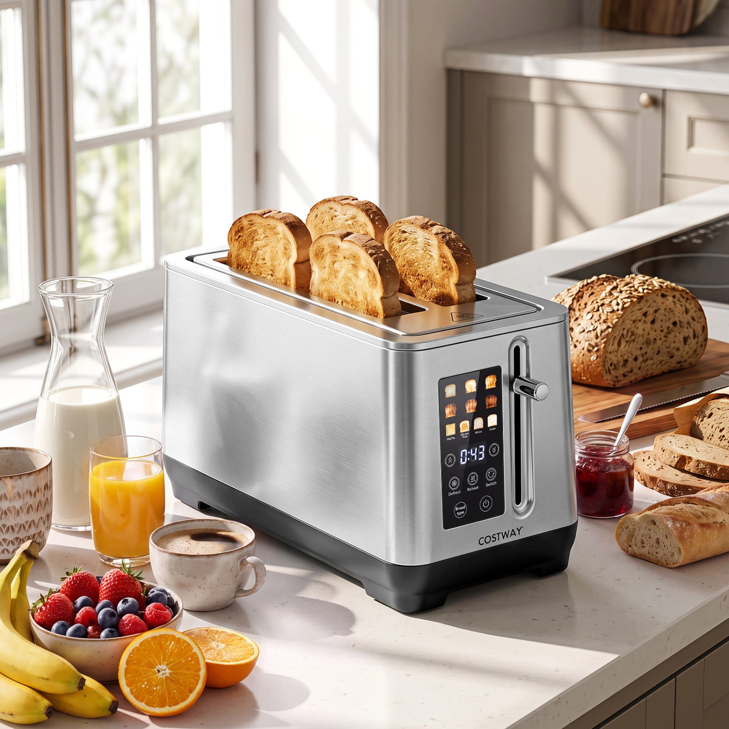 4 Slice Toaster with LED Display and 6 Browning Levels