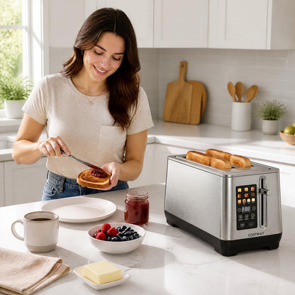 4 Slice Toaster with LED Display and 6 Browning Levels