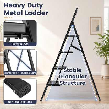 3-Step Folding Step Stool with Wide Anti-Slip Pedals