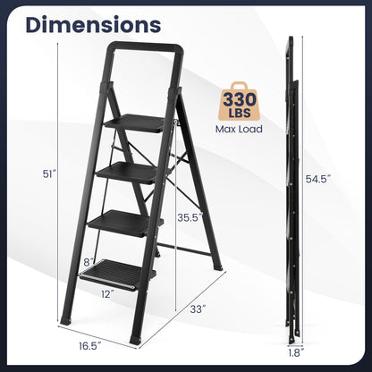 3-Step Folding Step Stool with Wide Anti-Slip Pedals