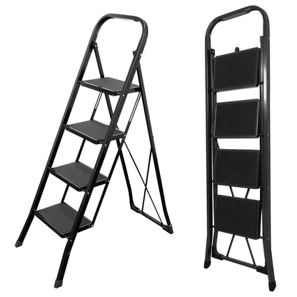 3 Step Ladder Folding Step Stool with Handrail and Wide Anti