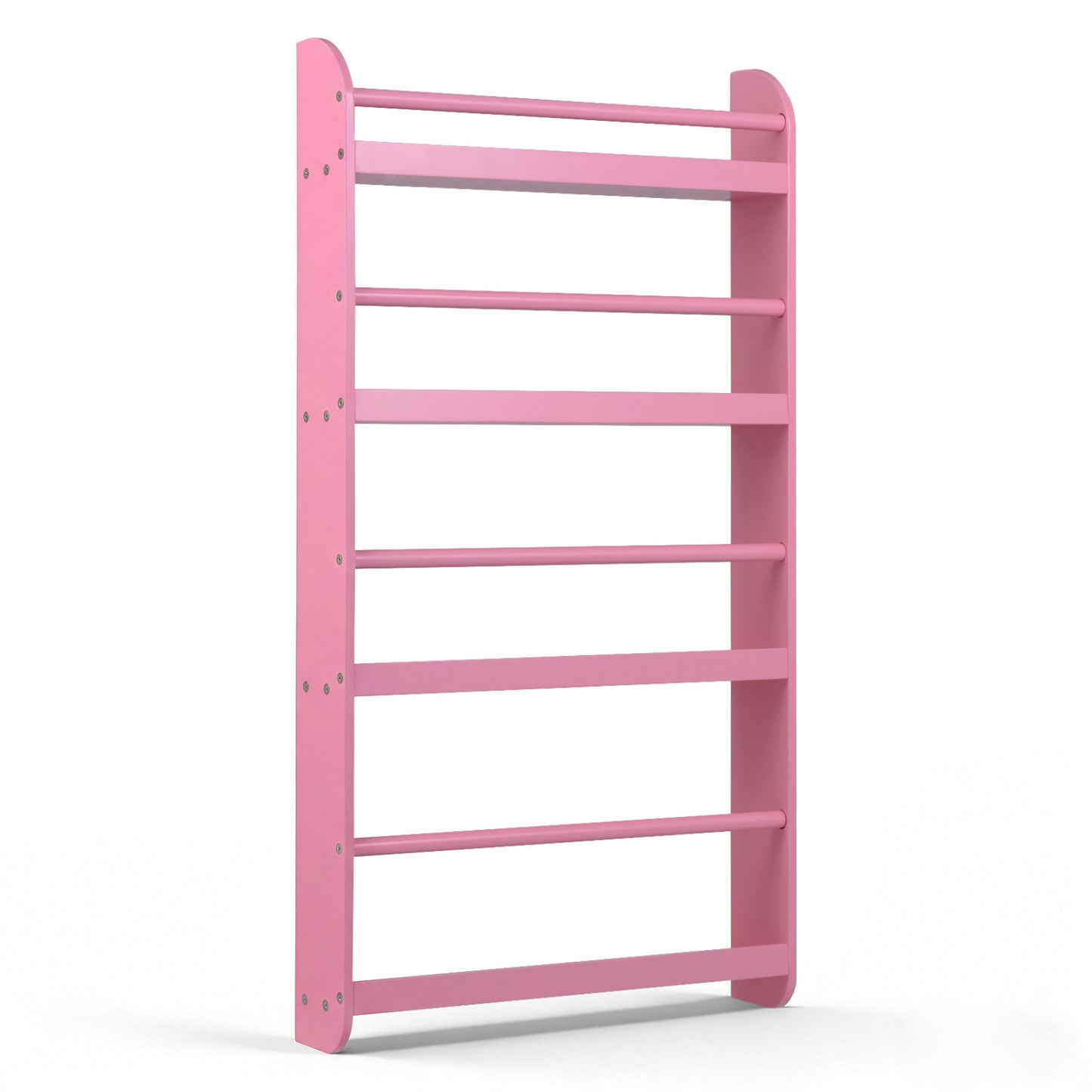 4-Tier Wall Mounted Bookshelf with Safety Rails