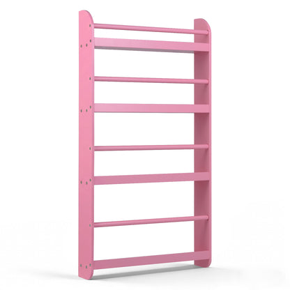 4-Tier Wall Mounted Bookshelf with Safety Rails