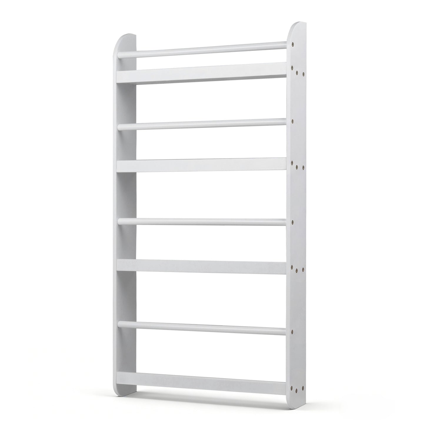 4-Tier Wall Mounted Bookshelf with Safety Rails