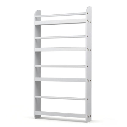 4-Tier Wall Mounted Bookshelf with Safety Rails