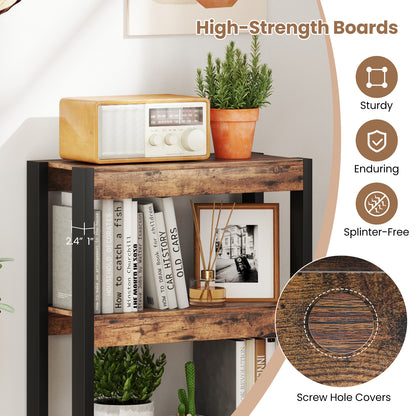 4 Tier Bookshelf Wooden Bookcase with Dual Anti-Tipping Kits