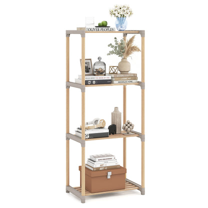 5-Tier Pine Wood Bookshelf with Open Shelves