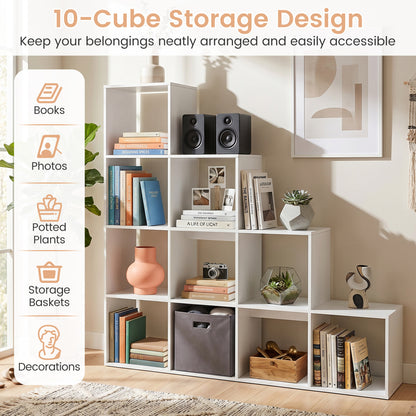 4-Tier Bookshelf with 10 Cube Storage and Anti-Tip Kit