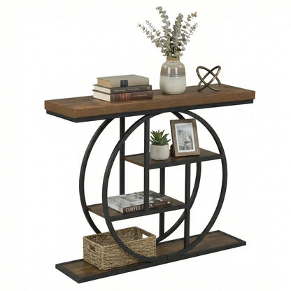 4-Tier Console Table 41 Inches Entryway Table with Storage Shelves
