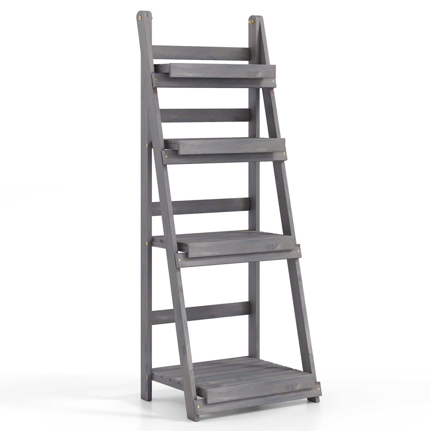 4-Tier Foldable Plant Stand with Slatted Shelves