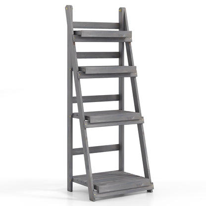4-Tier Foldable Plant Stand with Slatted Shelves
