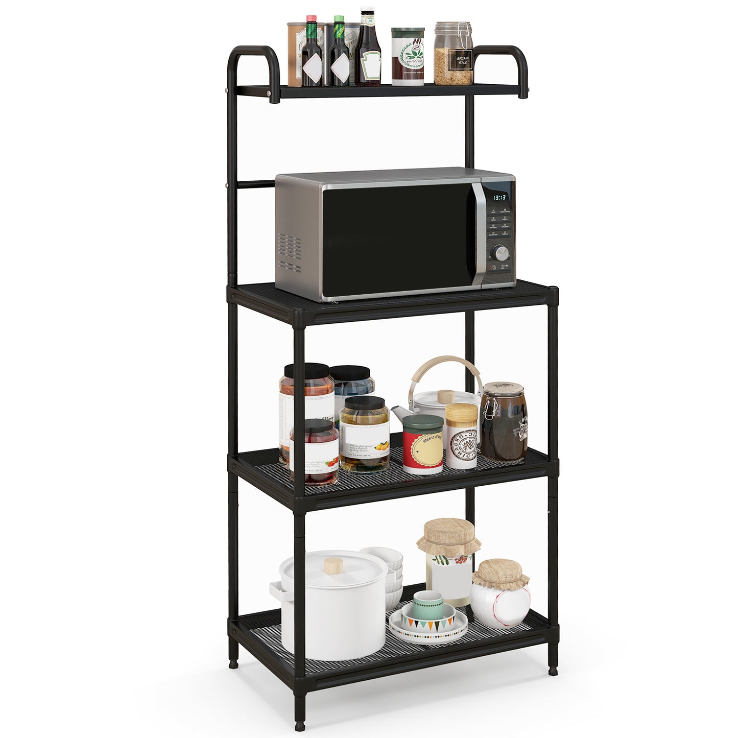 4-Tier Baker’s Rack Stand Shelves Kitchen Storage Rack Organizer - Black
