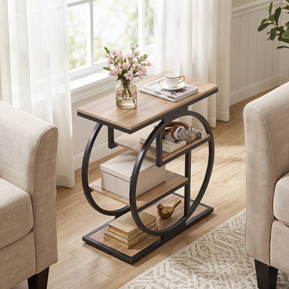 4-Tier Narrow End Table with Storage Shelves