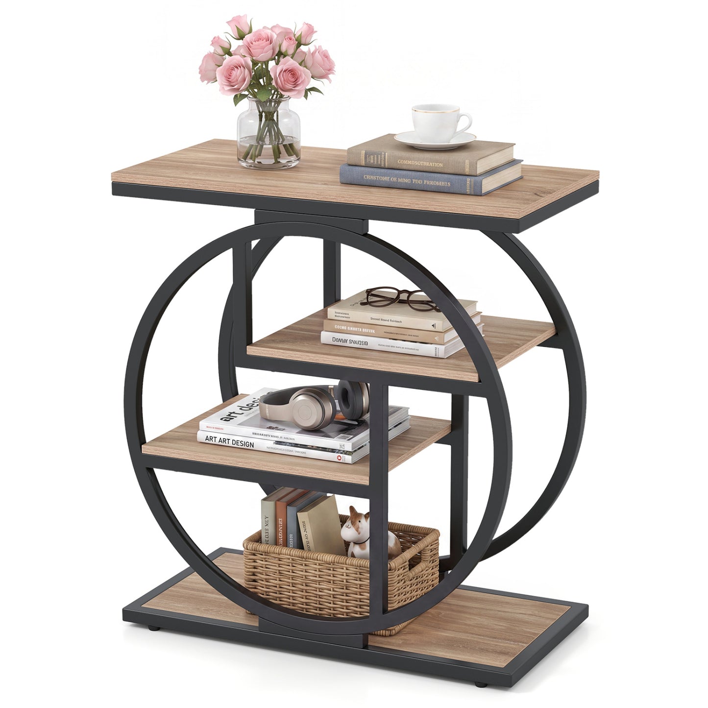 4-Tier Narrow End Table with Storage Shelves