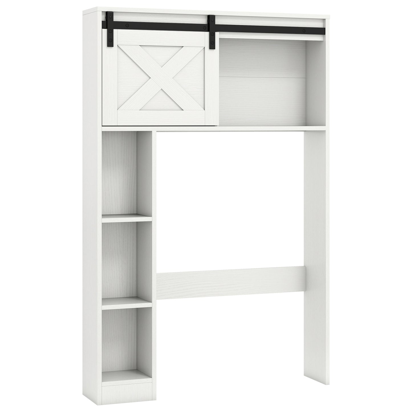 4-Tier Over The Toilet Storage Cabinet with Sliding Barn Door and Storage Shelves-White