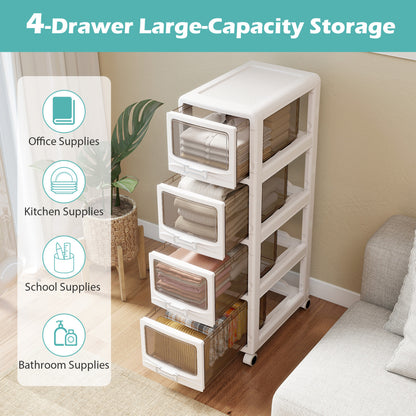 Rolling Storage Cart with Drawers and Lockable Wheels