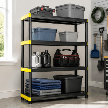 4-Tier Heavy-Duty Plastic Storage Shelf - 440 lbs Capacity