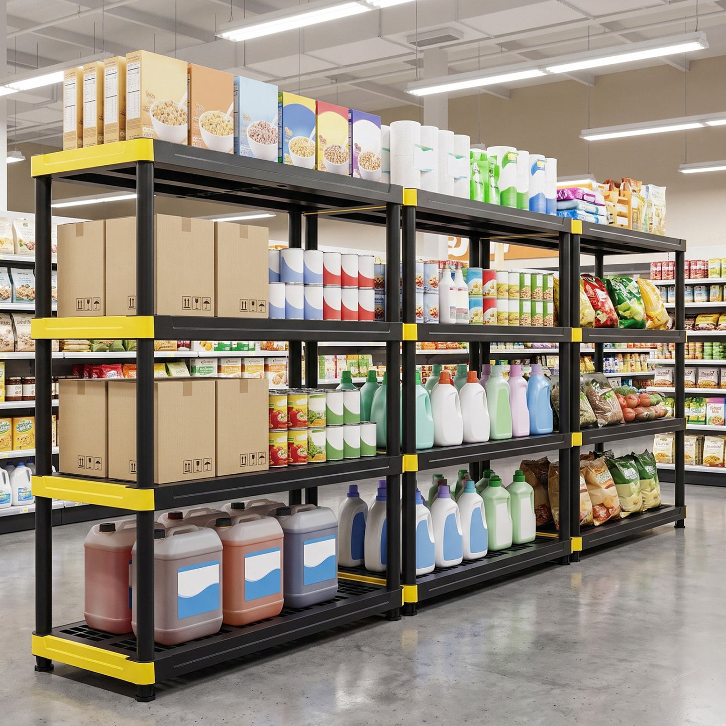 4-Tier Heavy-Duty Plastic Storage Shelf - 440 lbs Capacity