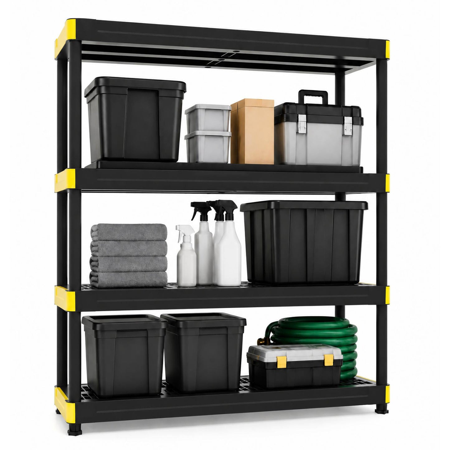 4-Tier Heavy-Duty Plastic Storage Shelf - 440 lbs Capacity