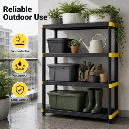 4-Tier Heavy-Duty Plastic Storage Shelf - 440 lbs Capacity