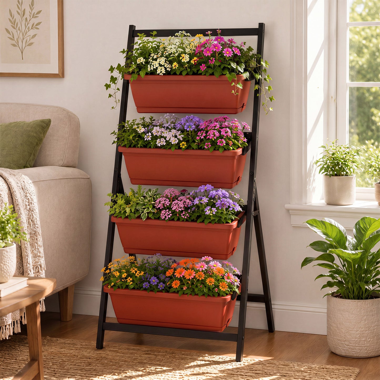 4-Tier Vertical Raised Garden Bed with Drainage Holes
