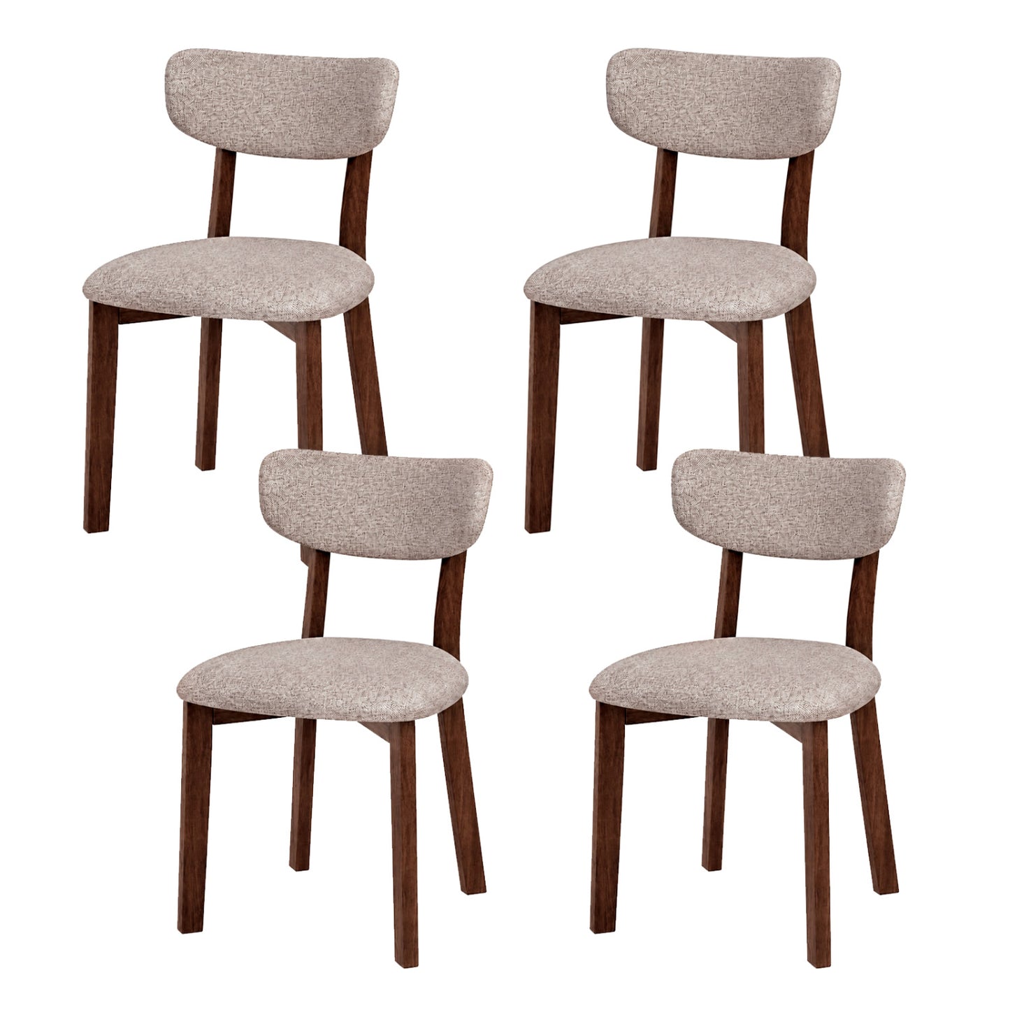 Upholstered Dining Chairs Set of 4 with Rubber Wood Frame