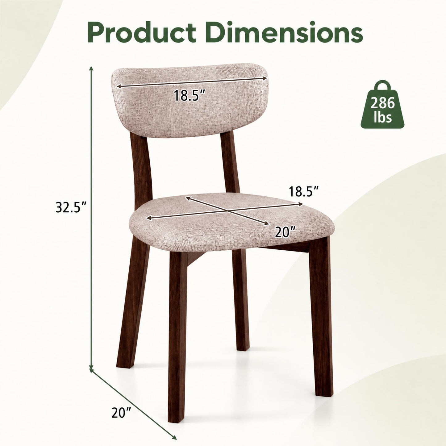Upholstered Dining Chairs Set of 4 with Rubber Wood Frame