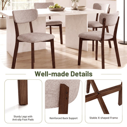 Upholstered Dining Chairs Set of 4 with Rubber Wood Frame